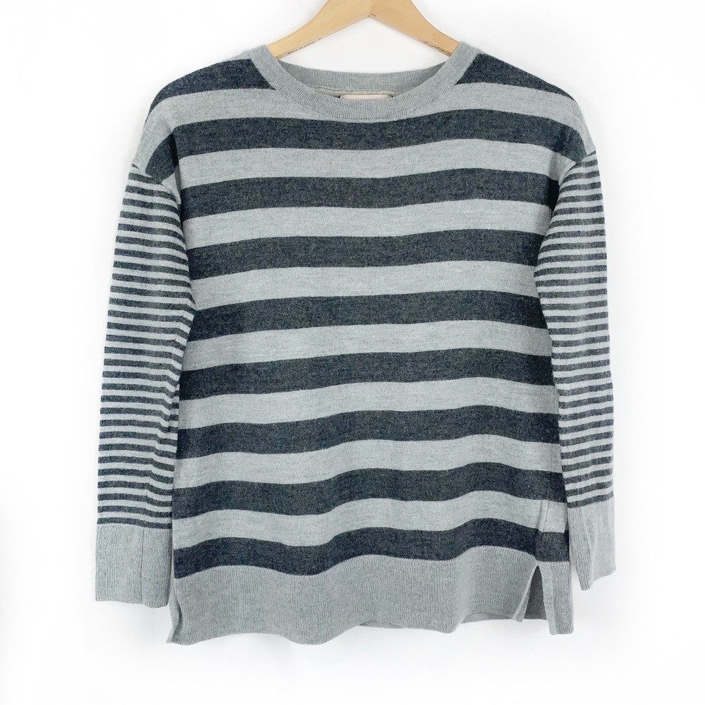Banana Republic Gray Stripe Merino Wool Sweater